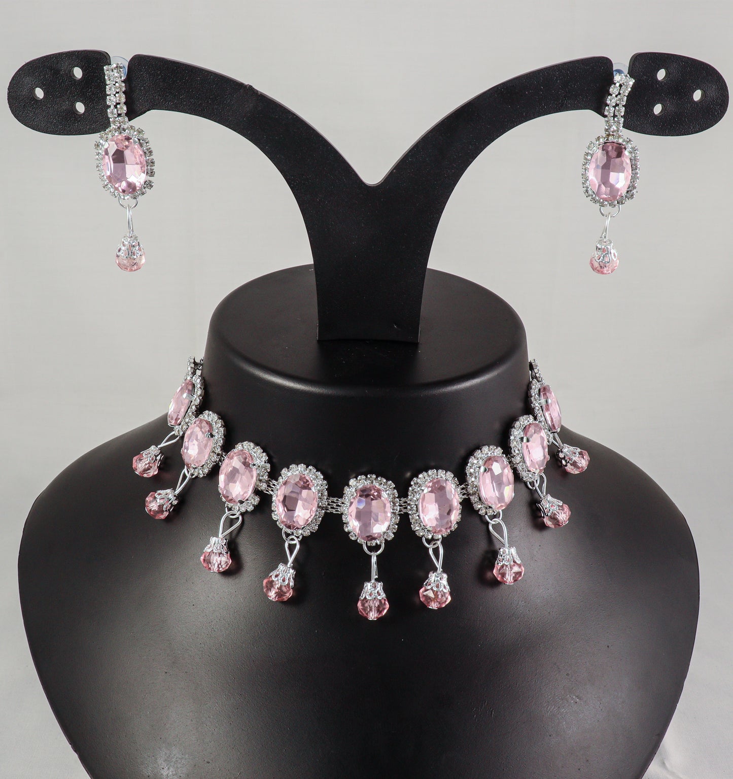 Multicolor Crystal Statement Choker Necklace & Earring Set