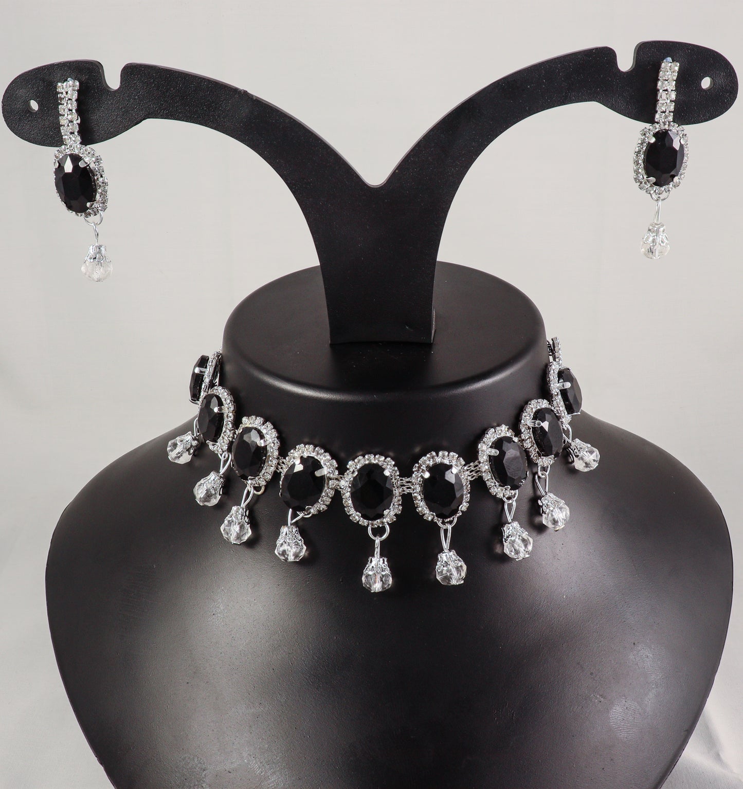 Multicolor Crystal Statement Choker Necklace & Earring Set