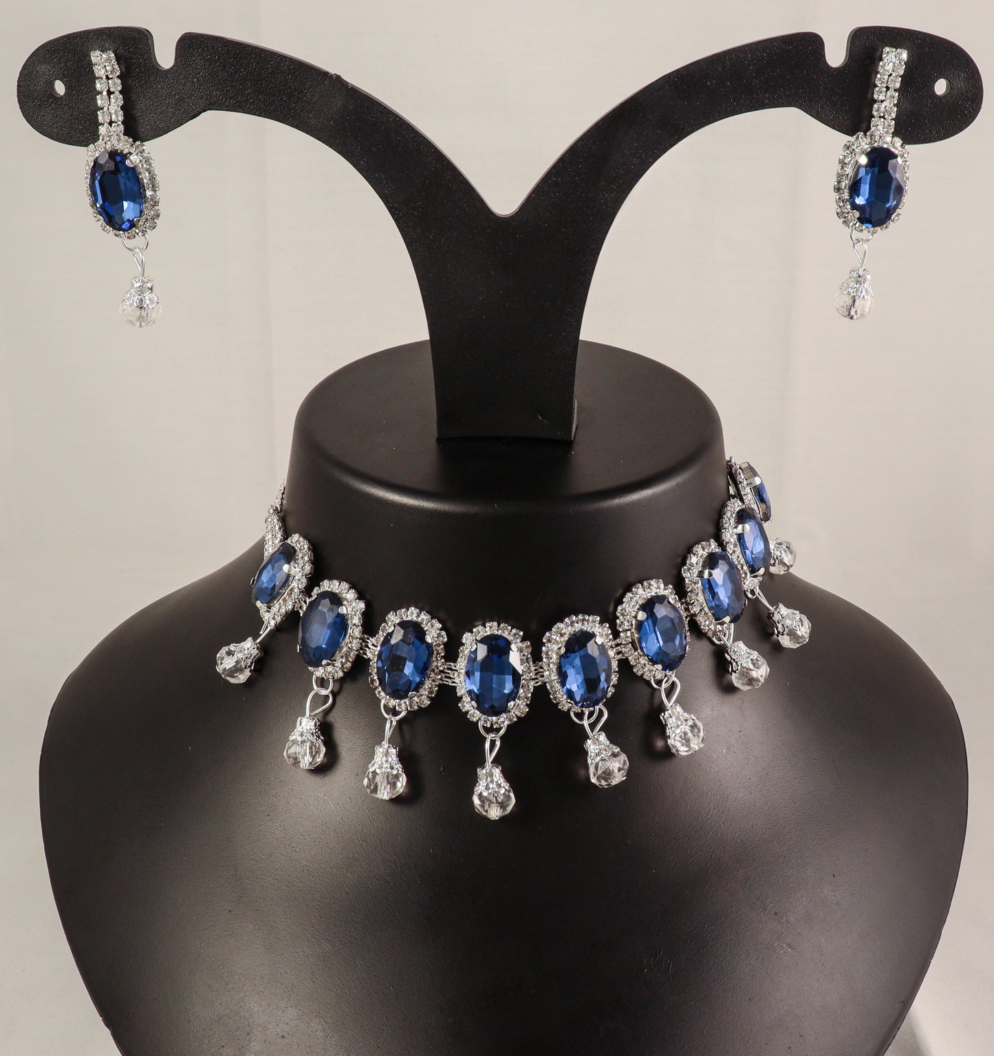 Multicolor Crystal Statement Choker Necklace & Earring Set